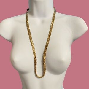 Vintage Gold Braided Rope Necklace Long Vintage